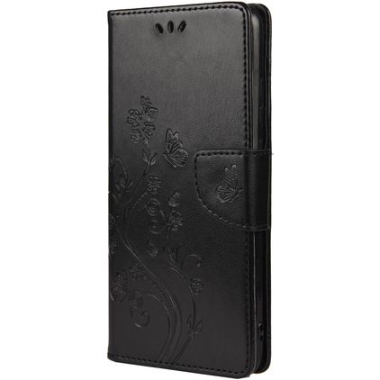Mobigear Flowers Samsung Galaxy A23 Hoesje Bookcase Portemonnee - Zwart