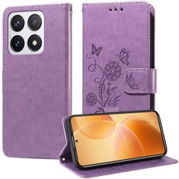 Mobigear Flowers Xiaomi 14T Pro Hoesje Bookcase Portemonnee - Paars