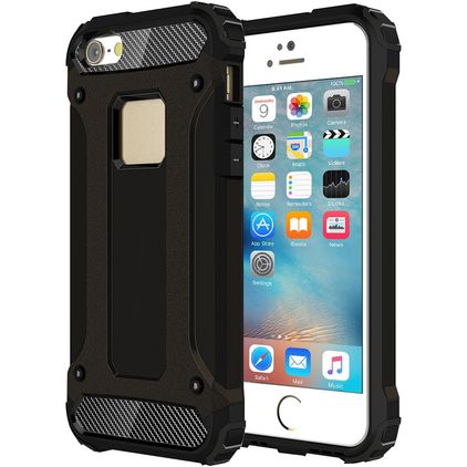 Mobigear Outdoor iPhone SE (2016) Hoesje Hardcase Backcover Shockproof - Zwart