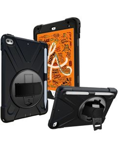 Mobigear SureGrip XGuard iPad Mini 5 (2019) Hoes Hard Kunststof,Siliconen Backcover + Stylus Houder + Schouderband + Standaard - Zwart