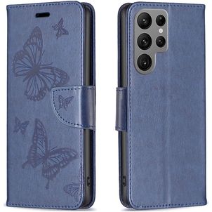 Mobigear Butterfly Samsung Galaxy S23 Ultra Hoesje Bookcase Portemonnee - Blauw