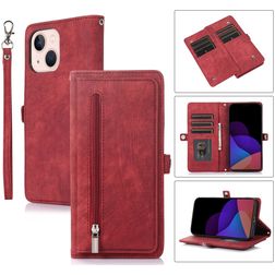 Mobigear Zipper iPhone 14 Plus Hoesje Bookcase Portemonnee - Rood