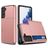 Mobigear Card Samsung Galaxy S21 Hoesje Hardcase Backcover Shockproof met Pasjeshouder - Roségoud