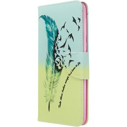 Mobigear Design Samsung Galaxy A21 Hoesje Bookcase Portemonnee - Veren