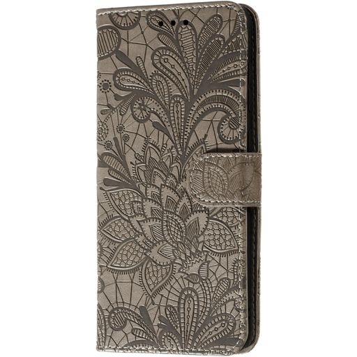 Mobigear Flowers POCO F2 Pro Hoesje Bookcase Portemonnee - Grijs
