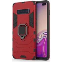 Mobigear Armor Ring Samsung Galaxy S10 Plus Hoesje Hardcase Backcover Shockproof met Ringhouder - Rood