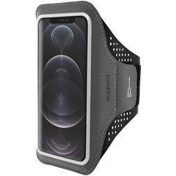 Mobiparts Comfort Fit Telefoonhouder Hardlopen iPhone 12 Pro Max Sport Hoesje Neopreen Sportarmband - Zwart