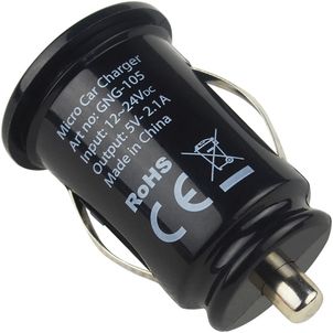Mobigear Essentials Single USB Autolader Micro USB 1 Meter 12W 2.4A - Zwart