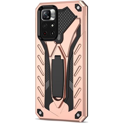 Mobigear Armor Stand Xiaomi Redmi Note 11T Hoesje Hardcase Backcover Shockproof met Standaard - Roségoud