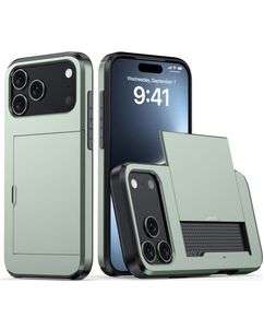 Mobigear Card iPhone 18 Pro Max Hoesje Hardcase Backcover Shockproof met Pasjeshouder - Dark Green