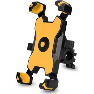 Mobigear PushHold Telefoonhouder fiets Stuurbevestiging Klem Universeel - Geel