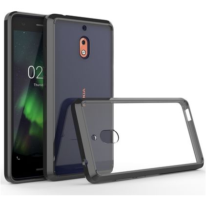 Mobigear Crystal Nokia 2.1 Hoesje Hardcase Backcover - Transparant / Zwart