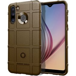 Mobigear Rugged Shield Samsung Galaxy A21 Hoesje Flexibel TPU Backcover Shockproof - Bruin