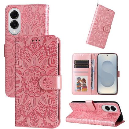 Mobigear Sunflower Samsung Galaxy S25 Edge Hoesje Bookcase Portemonnee - Roségoud