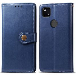 Mobigear Snap Button Google Pixel 4a Hoesje Bookcase Portemonnee - Blauw