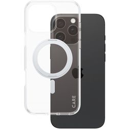 CARE by PanzerGlass Kickstand iPhone 16 Pro Max MagSafe Hoesje Hardcase Backcover met Standaard - Transparant / Zilver