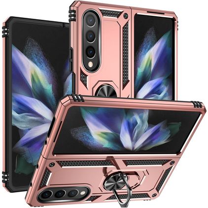 Mobigear Armor Ring Samsung Galaxy Z Fold 4 Hoesje Hardcase Backcover Shockproof met Ringhouder - Roségoud