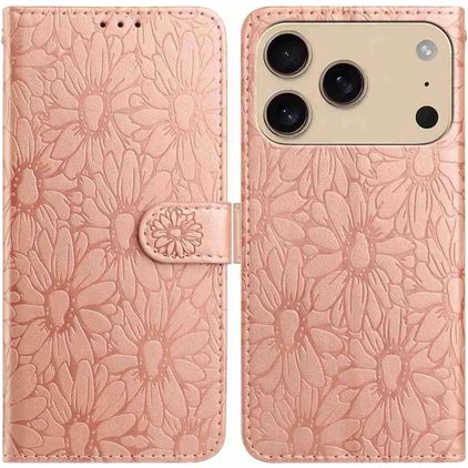 Mobigear Flowers iPhone 17 Pro Max Hoesje Bookcase Portemonnee - Roségoud