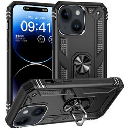 Mobigear Armor Ring iPhone 15 Hoesje Hardcase Backcover Shockproof met Ringhouder - Zwart