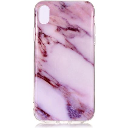 Mobigear Marble iPhone XS Max Hoesje Flexibel TPU Backcover - Paars