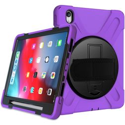 Mobigear SureGrip XGuard iPad Air 11 Inch (2025) Hoes Hard Kunststof,Siliconen Backcover + Stylus Houder + Schouderband + Standaard - Paars