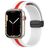 Mobigear Stripe Mag Siliconen Apple Watch Bandje Magneetsluiting - 42/41/40/38 mm - Wit / Rood