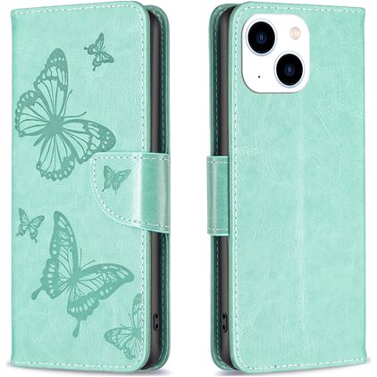 Mobigear Butterfly iPhone 15 Hoesje Bookcase Portemonnee - Groen