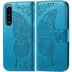 Mobigear Butterfly Sony Xperia 5 IV Hoesje Bookcase Portemonnee - Blauw