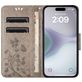 Mobigear Flowers iPhone 16 Hoesje Bookcase Portemonnee - Grijs