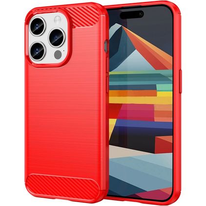 Mobigear Brushed Slim iPhone 15 Pro Hoesje Flexibel TPU Backcover - Rood