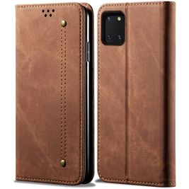 Mobigear Denim Slim Samsung Galaxy Note 10 Lite Hoesje Bookcase Portemonnee - Bruin