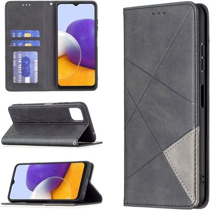 Mobigear Rhombus Slim Samsung Galaxy A22 5G Hoesje Bookcase - Zwart