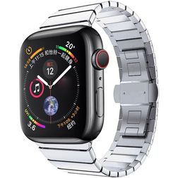 Mobigear Madrid Stalen Apple Watch Bandje Vouwsluiting - 42/41/40/38 mm - Zilver
