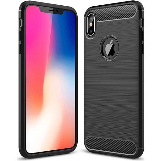 Mobigear Brushed Slim iPhone XS Max Hoesje Flexibel TPU Backcover - Zwart