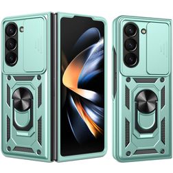 Mobigear Armor Ring Cam Slide Samsung Galaxy Z Fold 7 Hoesje Hardcase Backcover Shockproof met Ringhouder en Camera Slider - Groen
