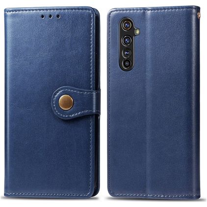 Mobigear Snap Button Realme X50 Pro Hoesje Bookcase Portemonnee - Blauw