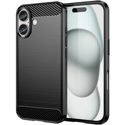 Mobigear Brushed Slim iPhone 16 Plus Hoesje Flexibel TPU Backcover - Zwart