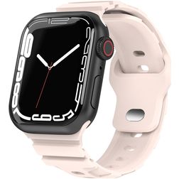 Mobigear Sport Armor Siliconen Apple Watch Bandje Druksluiting - 49/46/45/44 mm - Sand Pink