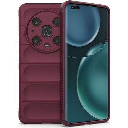 Mobigear Bumpy HONOR Magic 4 Pro Hoesje Flexibel TPU Backcover - Bordeaux Rood