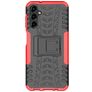 Mobigear Tire Samsung Galaxy A14 Hoesje Hardcase Backcover Shockproof met Standaard - Zwart / Rood