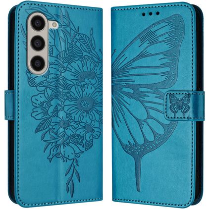 Mobigear Butterfly Samsung Galaxy Z Fold 6 Hoesje Bookcase Portemonnee - Blauw
