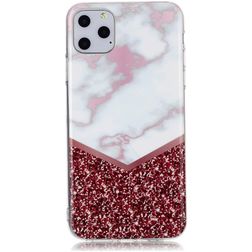 Mobigear Marble iPhone 11 Pro Hoesje Flexibel TPU Backcover - Wit / Rood