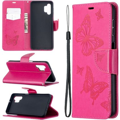 Mobigear Butterfly Samsung Galaxy A32 5G Hoesje Bookcase Portemonnee - Roze