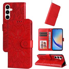 Mobigear Sunflower Samsung Galaxy A35 Hoesje Bookcase Portemonnee - Rood