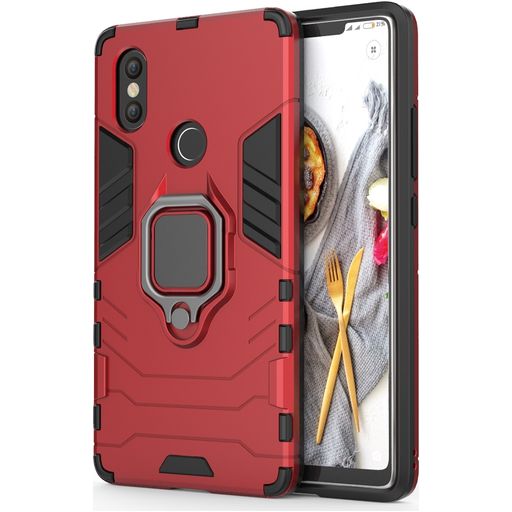 Mobigear Armor Ring Xiaomi Mi 8 SE Hoesje Hardcase Backcover Shockproof met Ringhouder - Rood