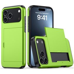 Mobigear Card iPhone 18 Pro Max Hoesje Hardcase Backcover Shockproof met Pasjeshouder - Groen