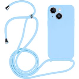 Mobigear Lanyard iPhone 15 Siliconen Hoesje met koord - Blauw