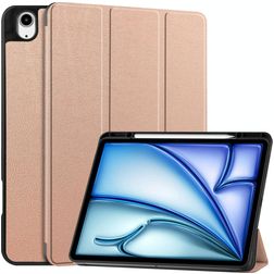 Mobigear Tri-Fold iPad Air 13 Inch (2024) Hoes Bookcase + Stylus Houder - Roségoud
