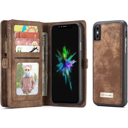 CaseMe 008 iPhone XS Hoesje Uitneembare 2in1 Bookcase Portemonnee - Bruin