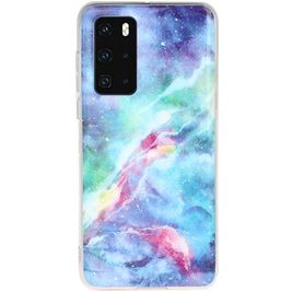 Mobigear Marble Huawei P40 Hoesje Flexibel TPU Backcover - Blauw